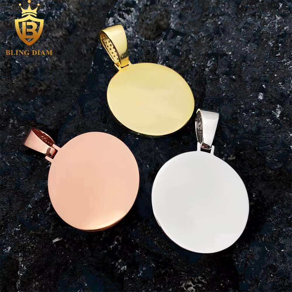 Custom Photo Fine Jewelry Vvs Moissanite 925 Sterling Silver Memory Circle Gold Plated Memory Pendant Bulk