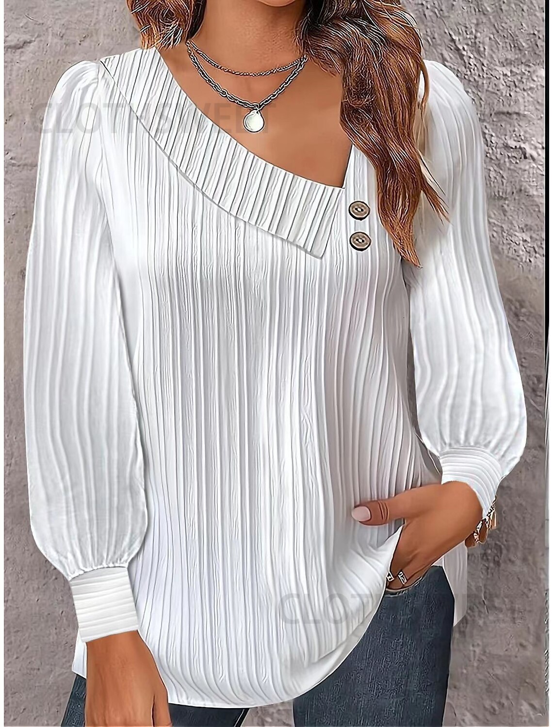 2023 autumn simple long sleeved button solid color shirt for womens clothing