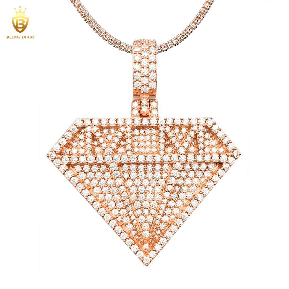 Unique Fashion Jewelry Hip Hop Style Necklace 925 Sterling Silver Vvs Moissanite Diamond Pendant Iced Out
