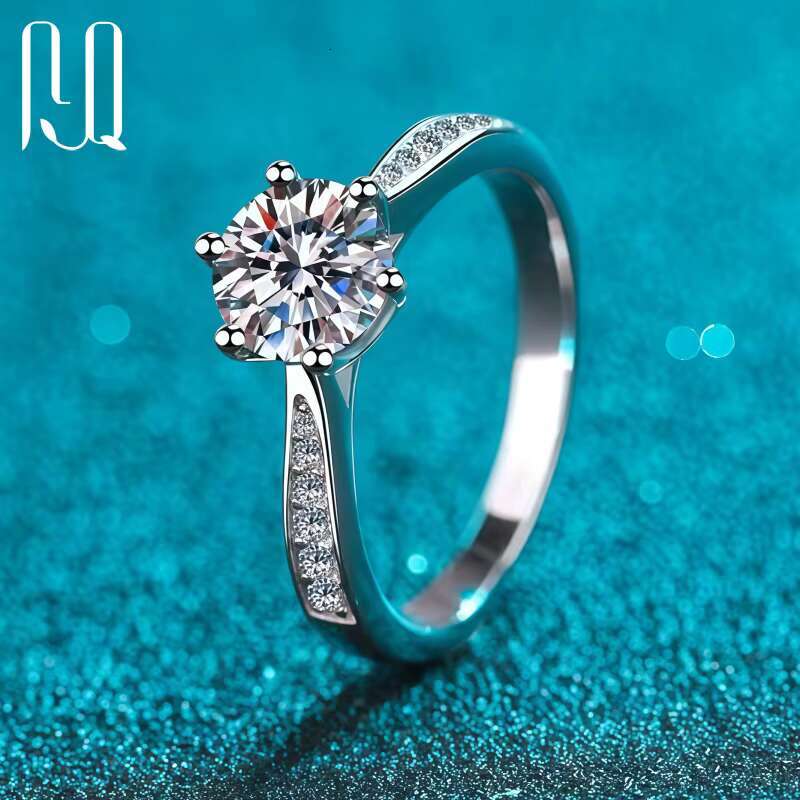 PYQ Luxury 925 Sterling Silver Moissanite Engagement Ring New Model Adjustable Size Jewelry for Women 1ct 2ct