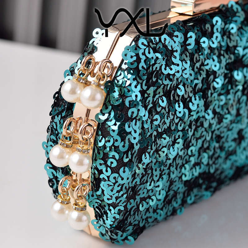 Dinner Bag New Sequin Dinner Pearl Sparkling Party Bag Evening Dress Handbag Fashionable Bag KQ