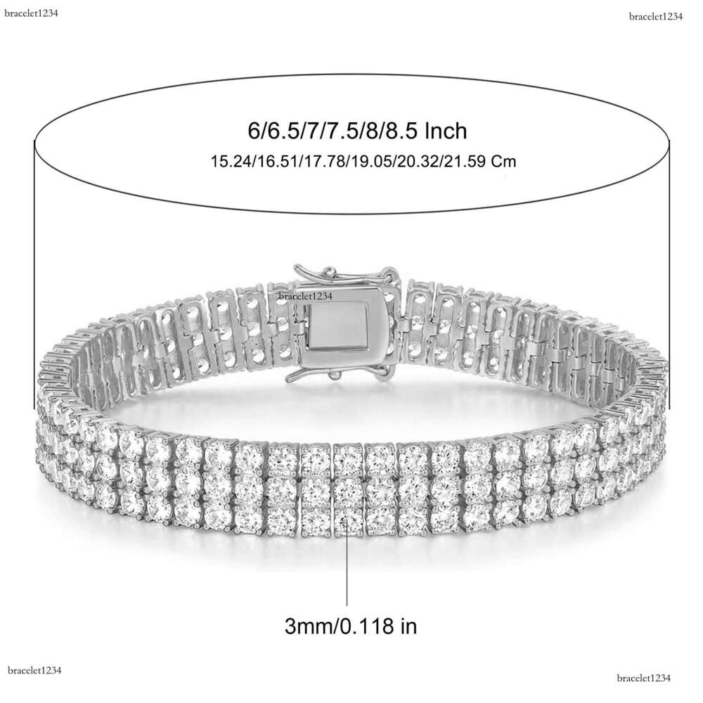 New Arrival 2 Rows 3 Rows Tennis Bracelets Sterg Sier Jewelry Fashion Iced Out Moissanite Bracelet for Men and Women