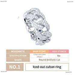 Yue Gem Custom Men Hip Hop Gold Plated Sterg Sier Vvs Dia Moissanite Iced Out k Cuban Ring Free delivery