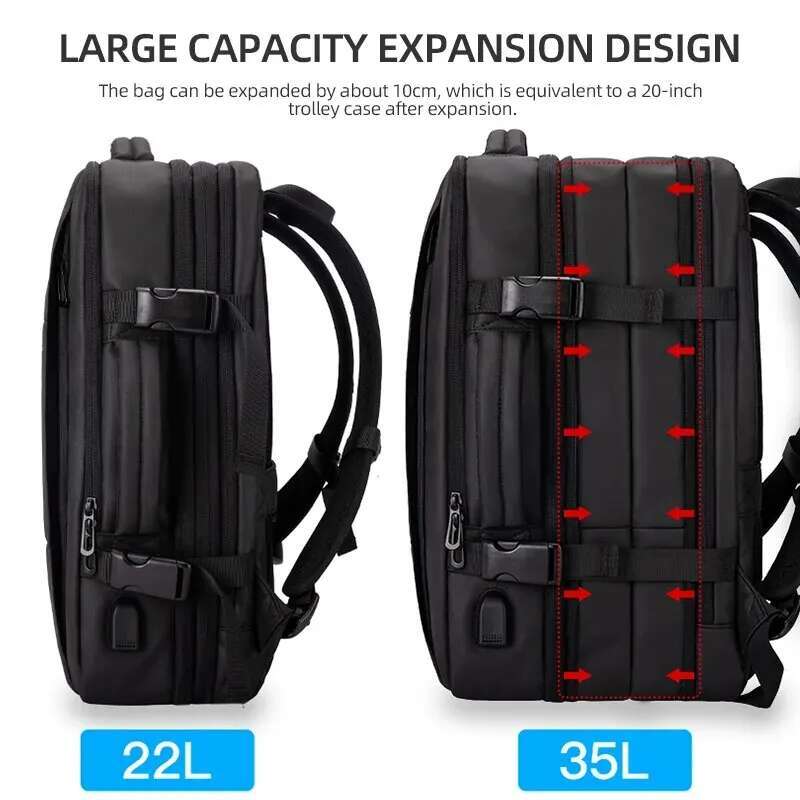 HK Business For Men Waterproof Anti-Theft Laptop Backpack Casual Large Capacity Expandable Travel Bag Short Trip