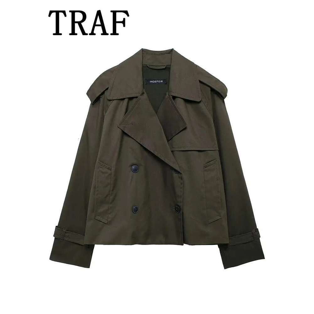 Designer Clothes Streetwear Cropped Jacket Autumn Double-Breasted Jackets For Women Long Sleeve Coat Woman Casual New Outerwear