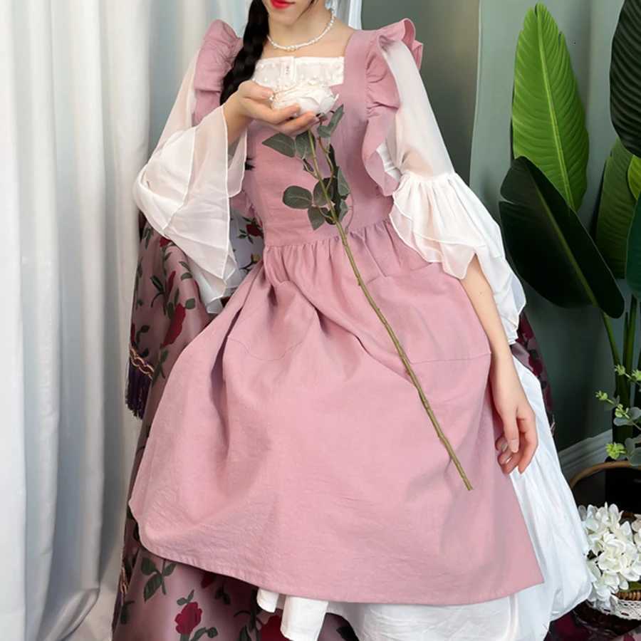 Cross Back Apron Kitchen Apron Ruffled with Pockets for Chef Gardening Pink Work Women with Big Pinafore Dress Cooking Baking C251124