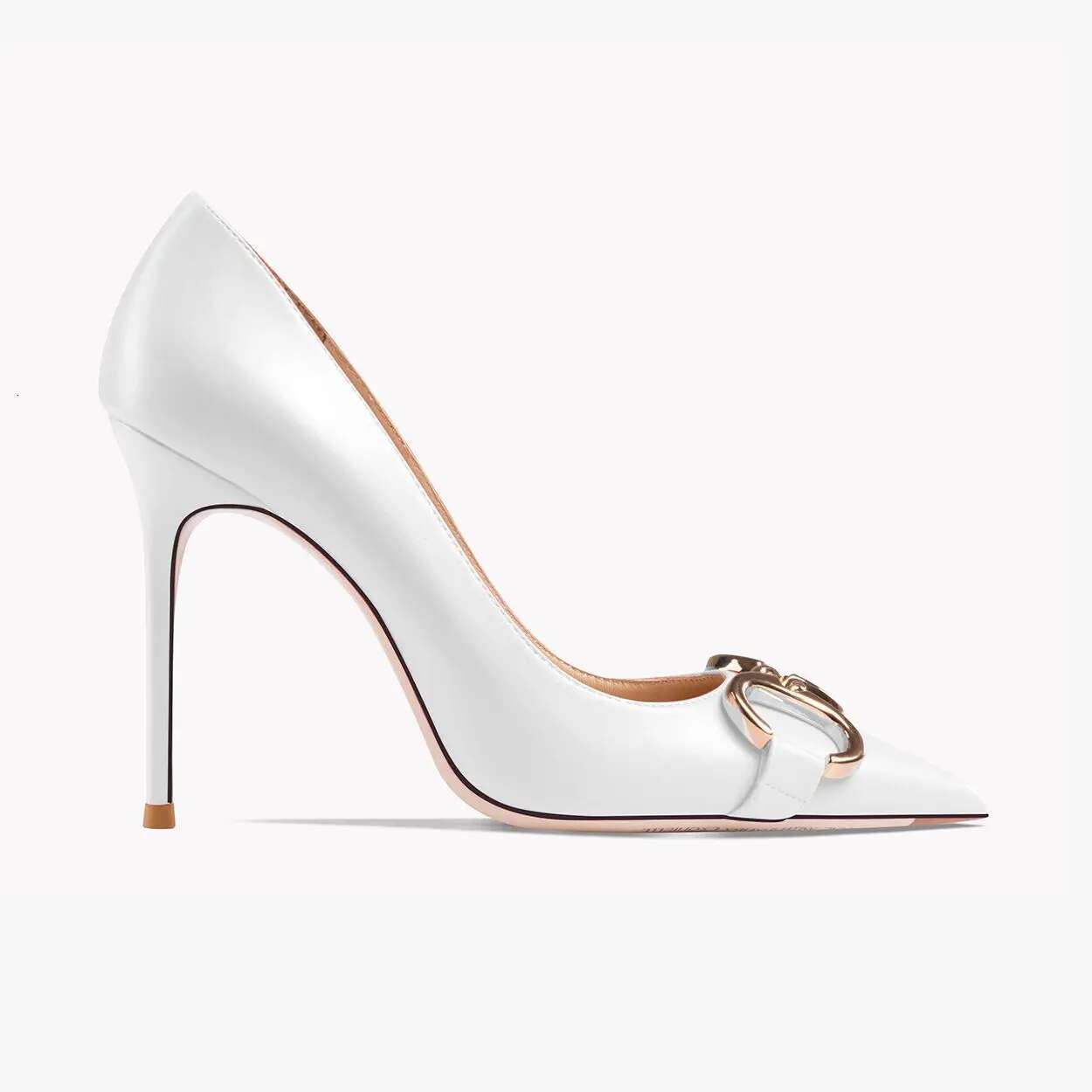 Woman 2024 Trend Women's Genuine Hot Leather Metal New Button High Heels Shoes New Pointed Toe Fashion Sexy Party 43