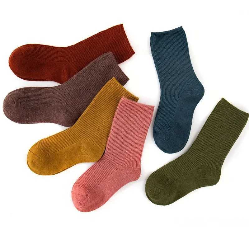 Kids Wool Cashmere Socks Children Boys Girls Soft Thermal Stockings for Baby Fashion Solid Color Kids High Long Winter Stuff G251124