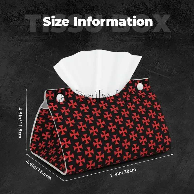 Knights Templar Flag Print Facial Tissue Box Cover Rectangular PU Leather Tissue Boxes Holder for Bathroom Home Office CarM251124