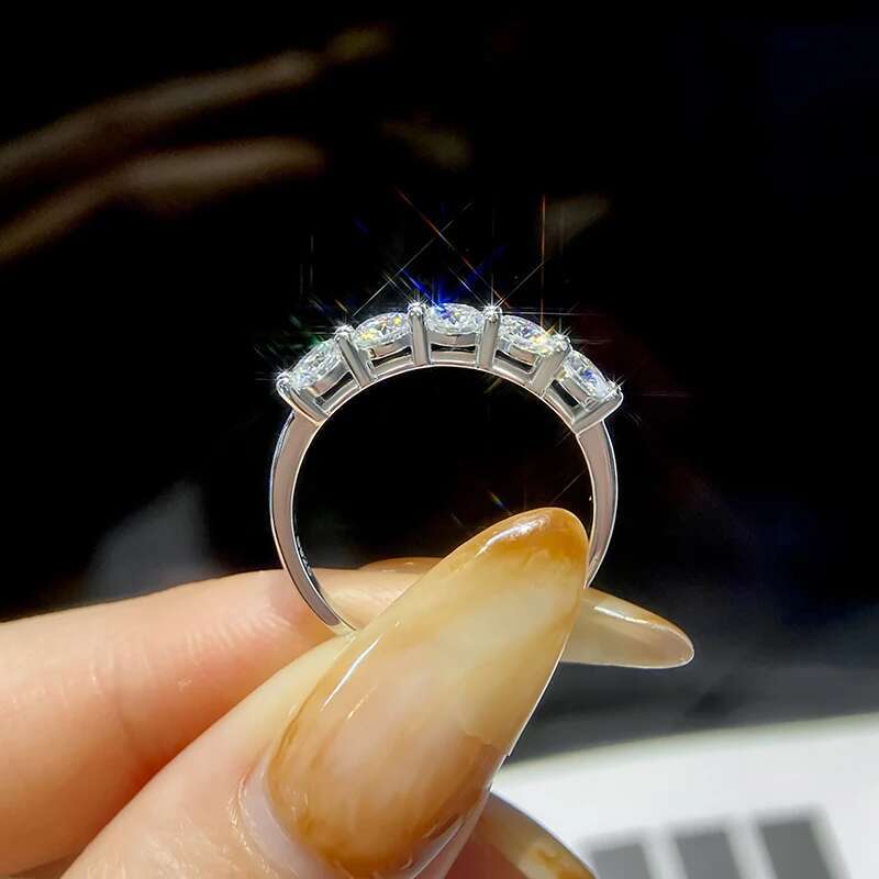 GRA White Gold D Color 4mm Moissanite Ring for Women Stone Match Diamond Wedding Band Bride S925 Sterling Silver Fine Jewelry