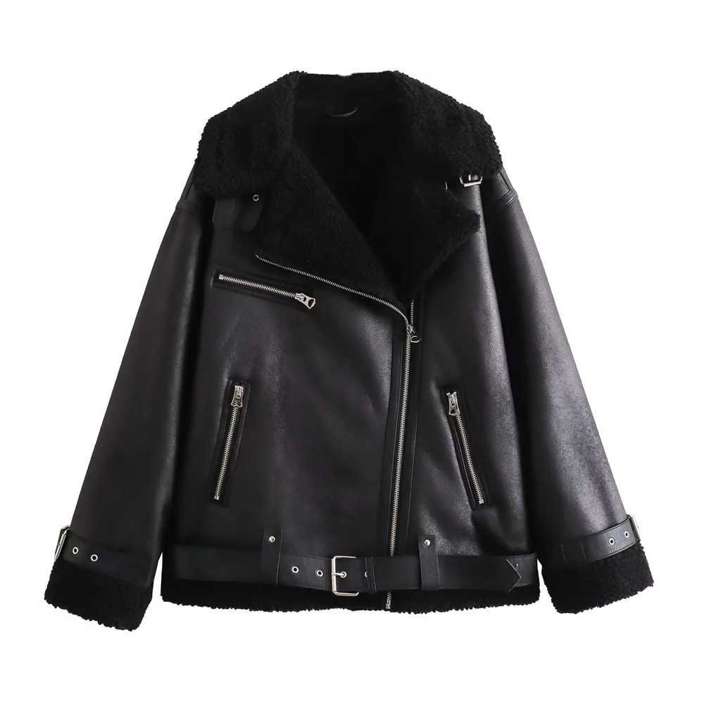 Autumn New Womens European and American Style Loose Fashion with Belt Double sided Collar Jacket Coat J251124