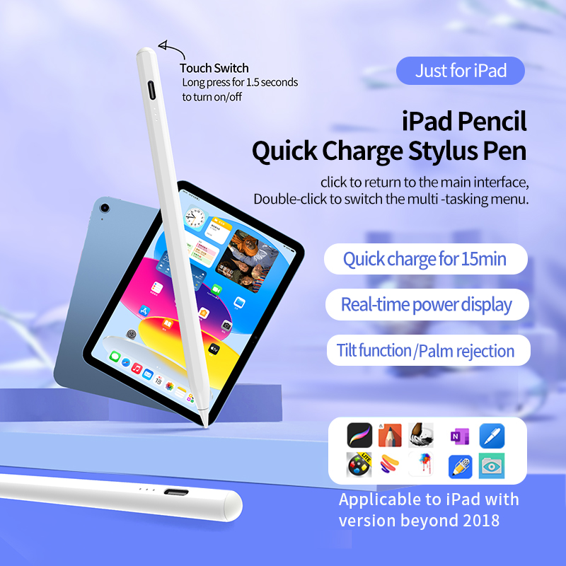 Wholesale bluetooth Active Stylus Pen for Touch Screen apple Pencil 2nd Generation with Replacement Pen Tip for Tablet With Shortcut key Function