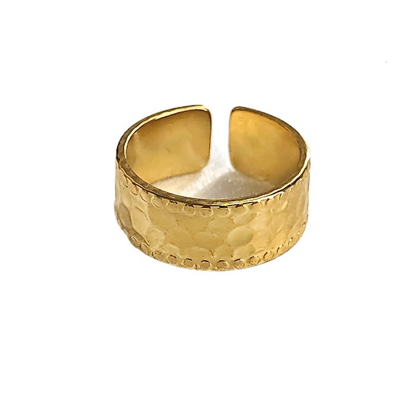 Top Source Personalized Stainless Open Creative Hammer Pattern Titanium Steel Ring Fashionable Simple Cold Style