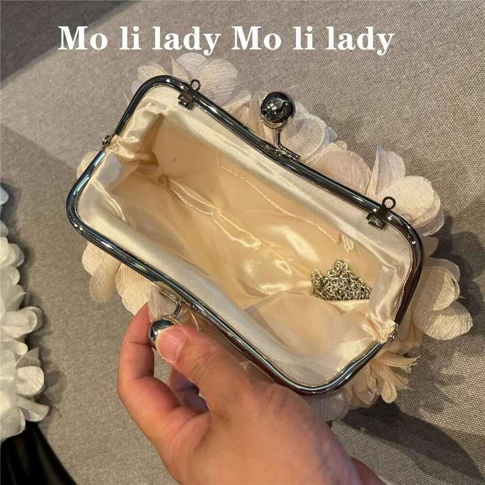 Designer Bag 2025 High Quality Design Satin Floral Evening Pearl Beaded Fashion Women Handbag Wedding Party Clutch Purse Crossbody Bag Luxury Bag
