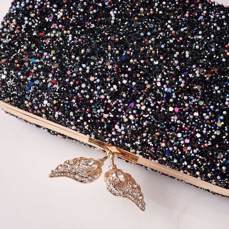Dinner Bag Pearl Sequin Dinner Wing Decoration Dress Bag Black Diamond Inlaid Cheongsam Bag KQ