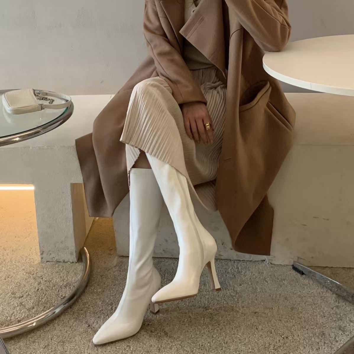 Dress Shoes Winter Women Long Boots Fashion Thin Heel Knee High Booties Ladies Black Brown Sexy Woman Knight Boats botas de mujer 231031