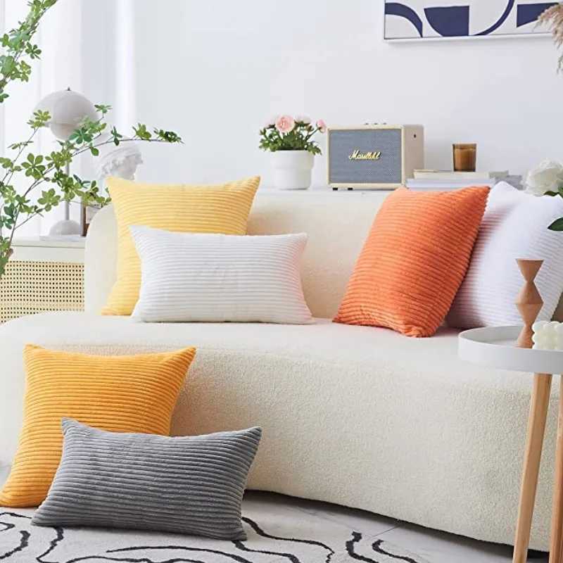 Burnt Orange Pillow Covers Striped Corduroy Throw Pillow Cover Decorative Couch Fall Rust Pillowcase 30x50cm 45x45cm 50x50cm G251124