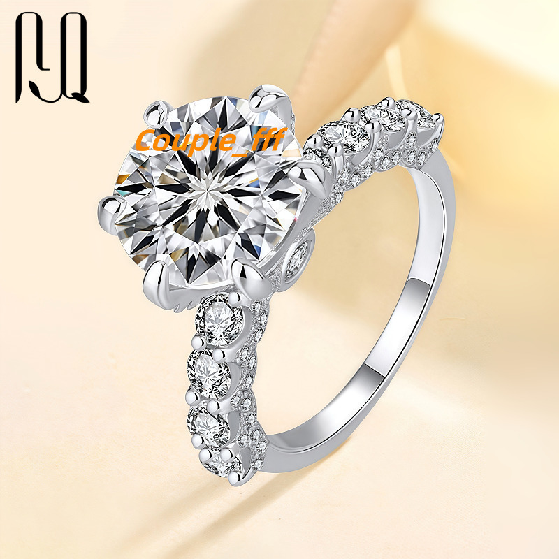 PYQ 18K Gold Sterling Silver Eternity Wedding Ring 3CT 5CT Round Moissanite Jewelry Durable and Elegant