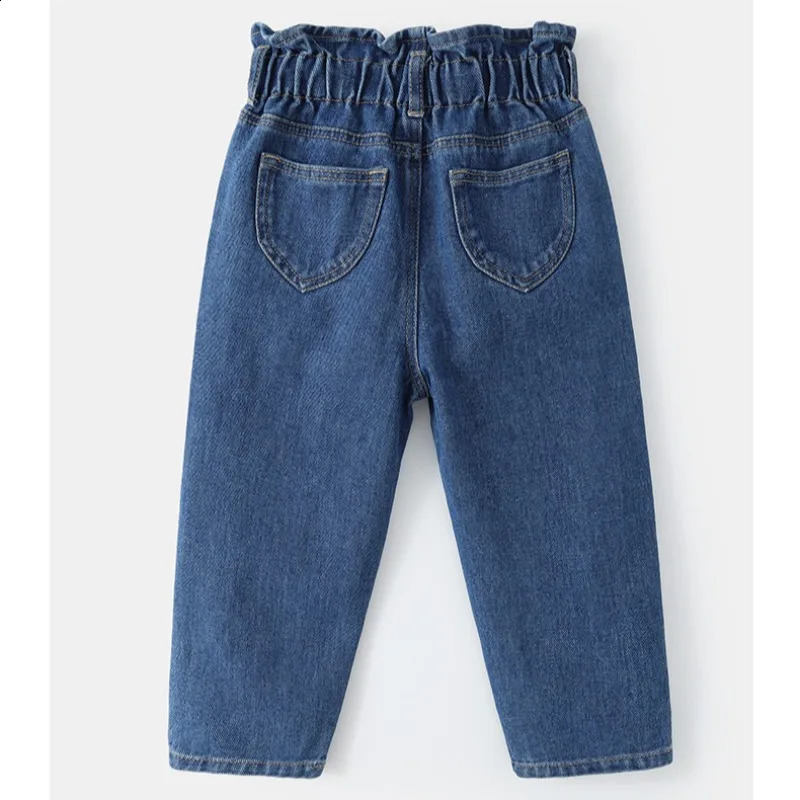 HoneyCherry Girls Jeans Childrens Fashion Ruffles High Waist and Comfortable Clothing 250414z