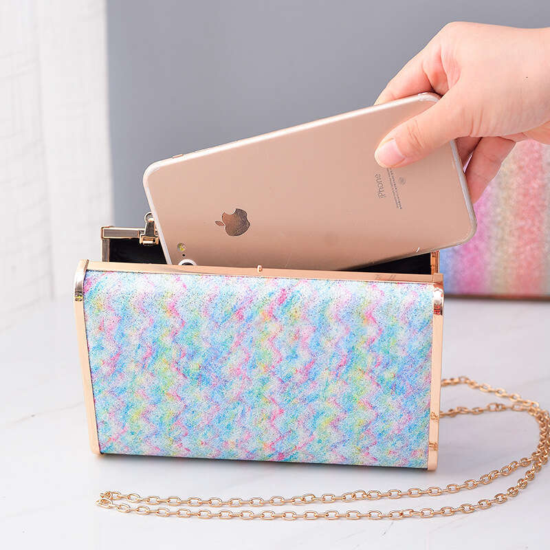 Dinner Bag Rainbow Dinner Creative Hollow Out Banquet Colorful Small Square Female Bag KQ