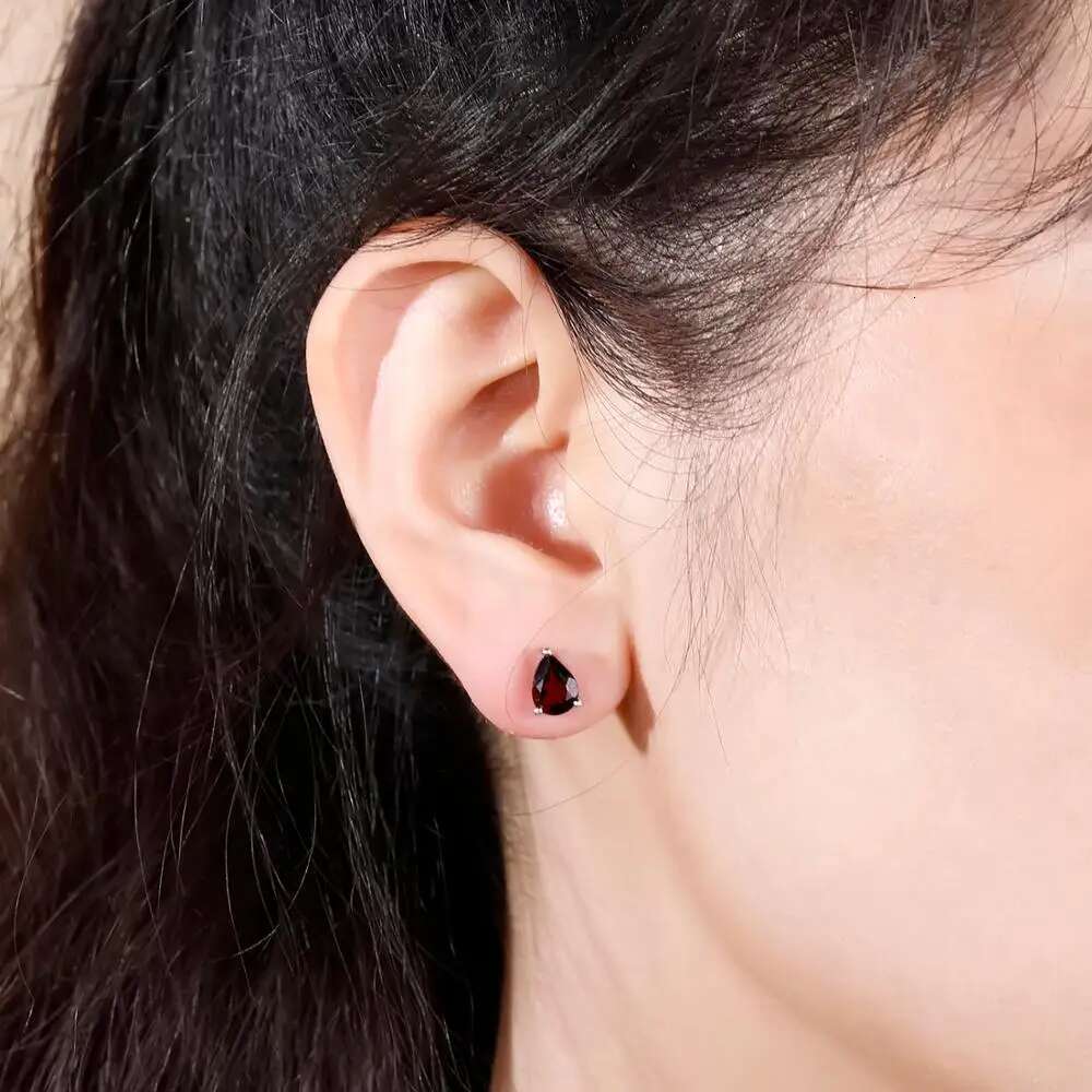 Gem's Ballet 6*8mm 2.74Ct Natural Red Garnet Gemstone Stud Earrings Genuine Sterling Sier Fashion Jewelry for Women