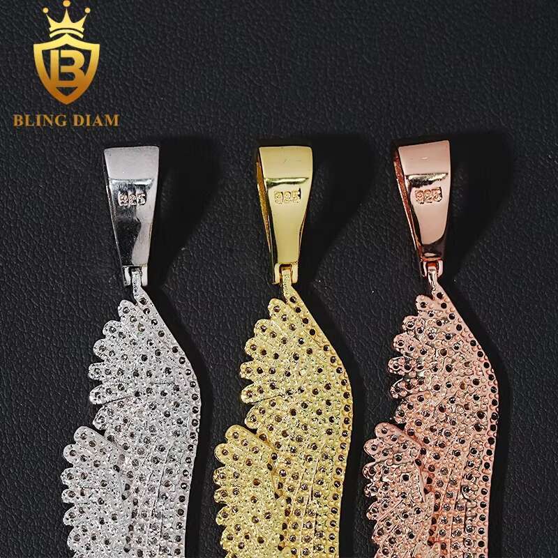 Wholesale Price Wing Pendant Hip Hop Fine Jewelry Vvs Moissanite Iced Out 925 Silver Charm Pendants