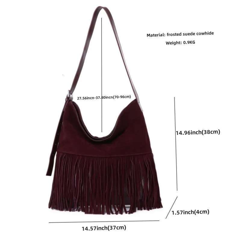 Designer Bag New Genuine Leather Frosted Anti Veet Tassel Bucket Bag, Fashionable Handbag Shoulder Crossbody Bag For Women