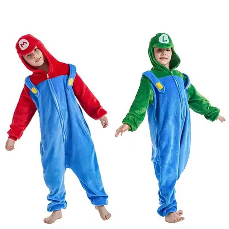 Anime Brothers Cartoon Game Cosplay Costume Anime Figure Luigi One-piece Pajamas Kawaii Cartoon Sleepwear Halloween Cos Clothes L251122FIG0