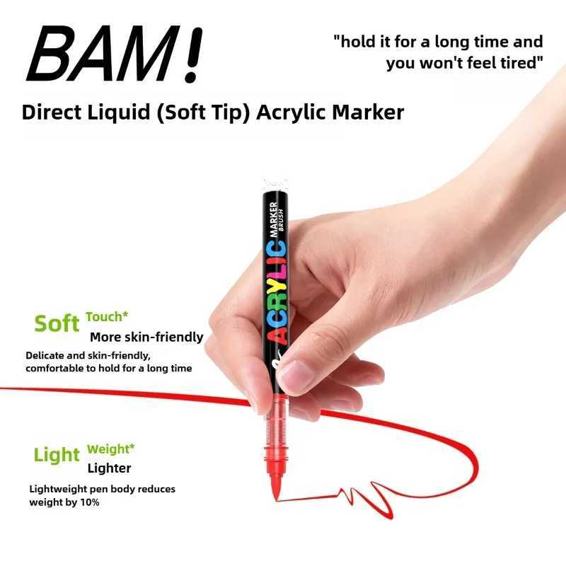 GUANGNA 360 Colors Direct Liquid Acrylic Paint Pens Markers Brush Tip Paint Markers for Rock Wood Canvas Christmas Gift DIY G251124