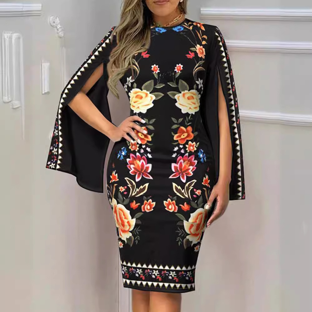 2023 Summer V-neck Temperament Sexy Fashion Printed Dress for Women