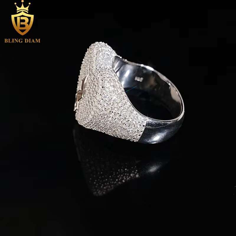 Hip Hop Jewelry Ring 925 Silver Gold Plated VVS Moissanite Fully Diamond Ice Out Mens Broken Heart Rings