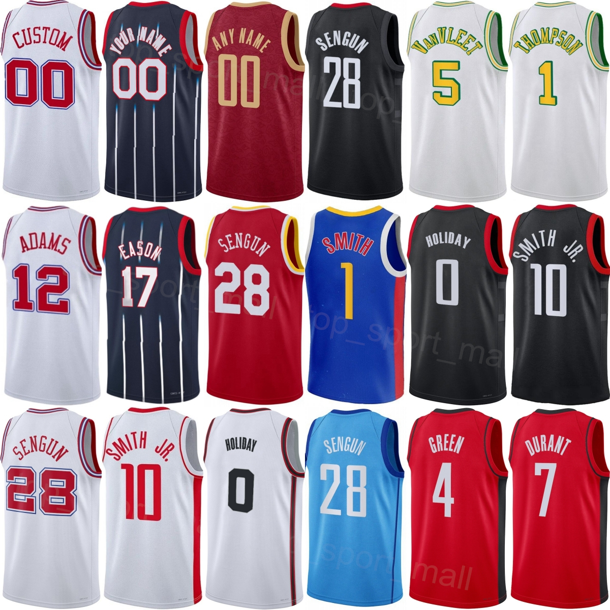 Print 2026 City Basketball Kevin Durant Jerseys 7 Woman Youth Man 7 Alperen Sengun 28 Amen Thompson 1 Jabari Smith Jr 10 Reed Sheppard 15 Tari Eason 17 Red White Black