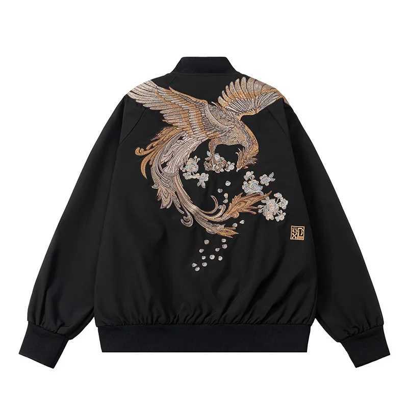 Bomber Jacket Men Phoenix Embroidery Hip Hop Japan Baseball Coat Sukajan Streetwear 2025 Yokosuka Women Spring J251124
