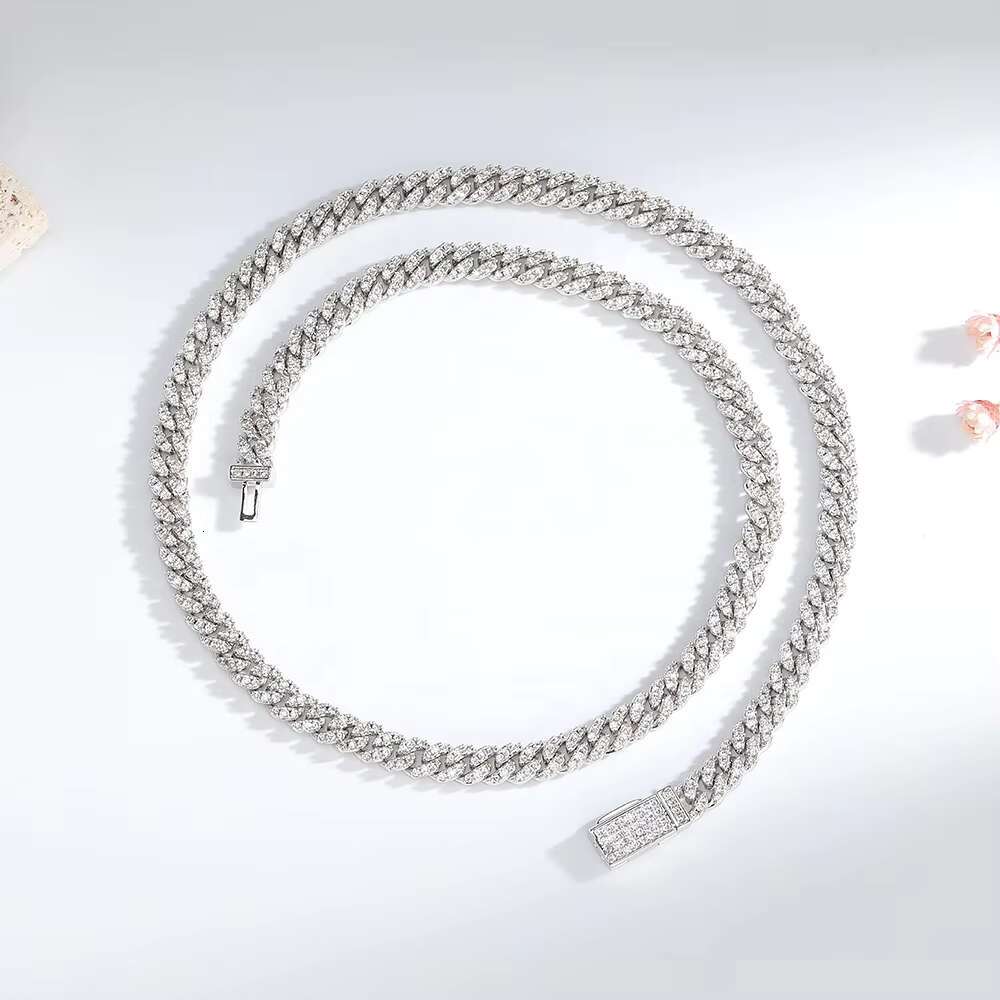 6mm 1 Row Hip Hop Iced Out CZ Zircon Collar De Cadena Cubana Eslabones Cubano Necklace Miami Cuban Link Chain for Men Women