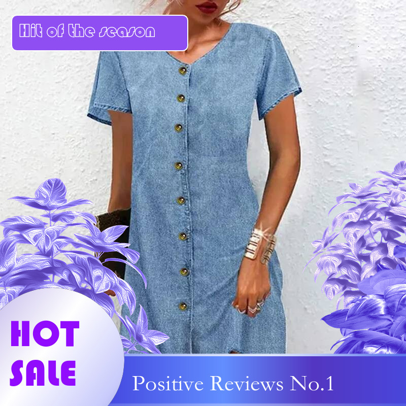 Dongdumaoyi New Style Denim Summer Women S Loose Fit Shirt Dress C