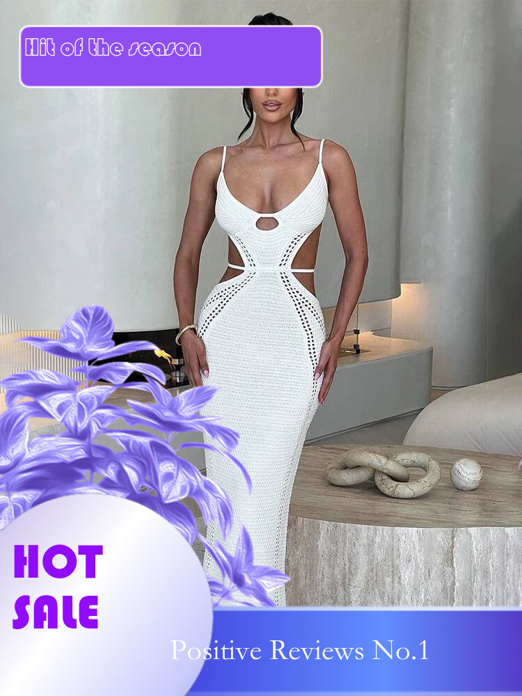 Dongdumaoyi Townlike Knitted Elegant Maxi Long Dress Women Spaghetti Strap Summer Backless Sexy Party Slim Bodycon Dresses
