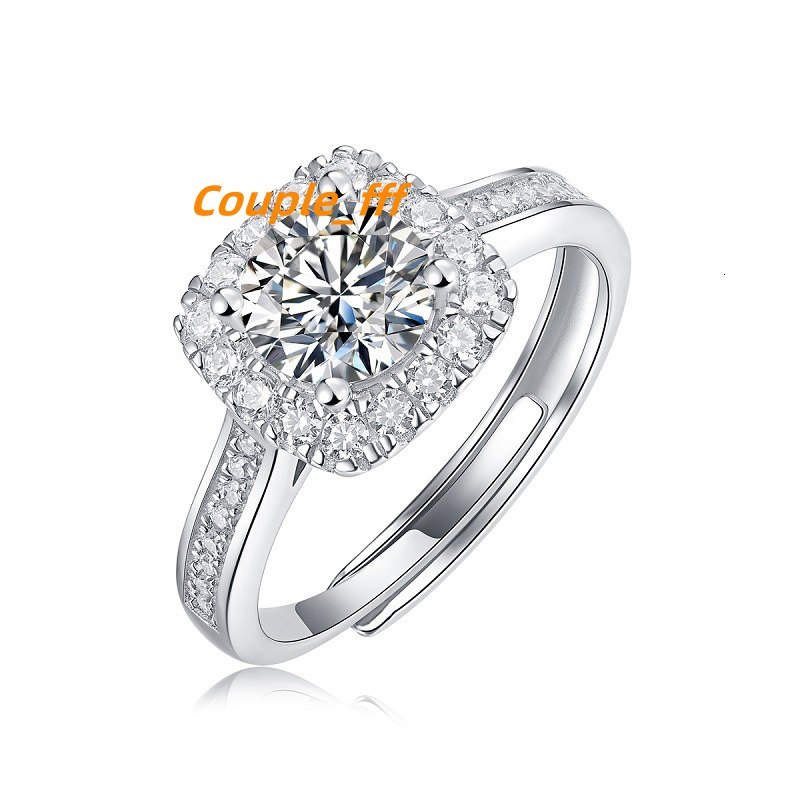 1CT S925 Sterling Silver Moissanite Ring for Women Fashion Plated 18K Platinum Wedding Ring Luxury Jewelry Gift