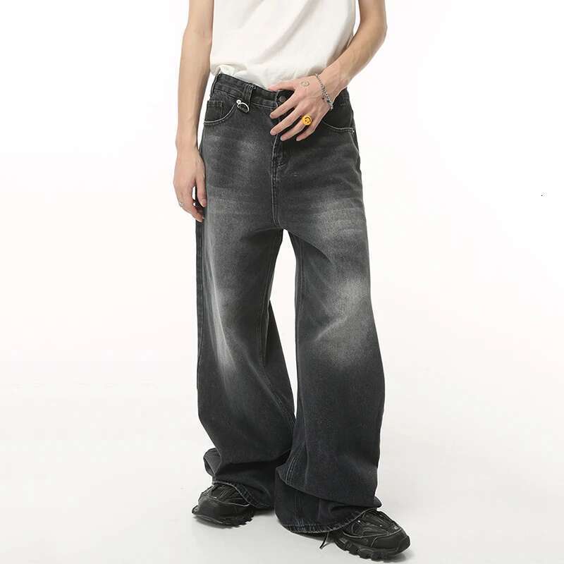 IEFB Vintage Men's Baggy Trousers 2023 New Streetwear Wide Leg Loose Denim Fashion Distressed Straight Pants 9C1519