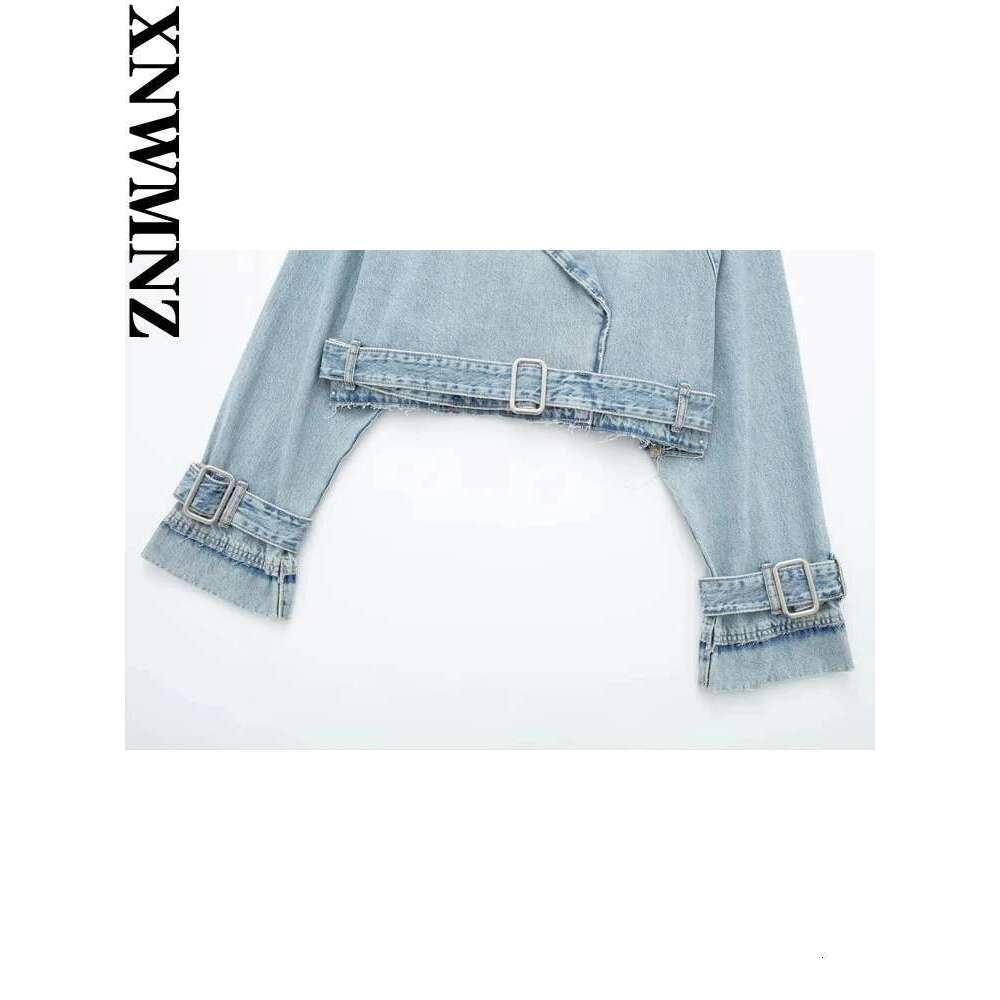 Designer Clothes XNWMNZ Women Fashion Spring Autumn Denim Trench Coat Simple Casual Short Belt Double Breasted High Street Female Jacket Top