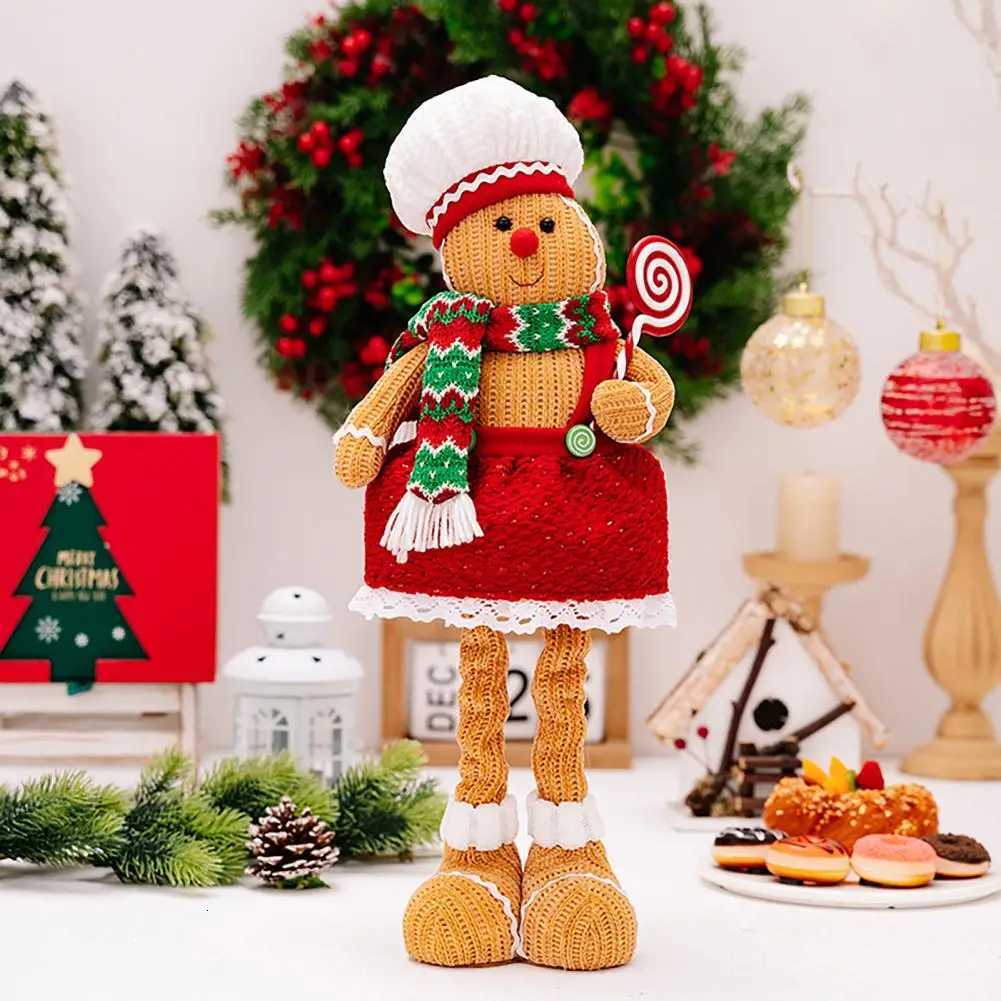 Gingerbread Man Doll Christmas Themed Stuffed Christmas Gingerbread Man Plush Dolls for Xmas Party Decor Boy Girl Telescoping H251124