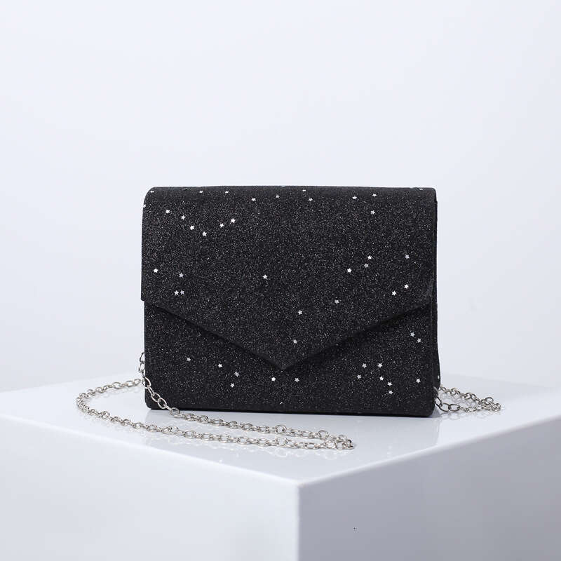 Dinner Bag Banquet Shiny Women S Dress Bag Black Triple Fold Handbag KQ