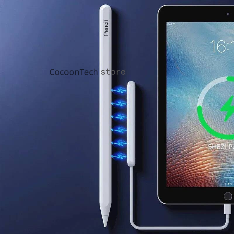 Wireless Charging Pencil 2 Touch Screen Pens for Pad Pro 3rd 11 12.9 Mini 6 Air 5th 6th 2nd Generation With Animated Pop-up Stylus Pen Magnic Attracti