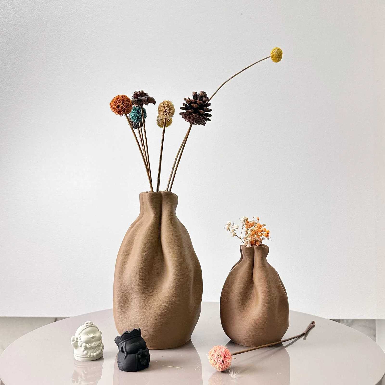 2-Piece Set of Fabric Vase Dried Flower Vase Suitable for Home Decoration Vase Ornaments Office Decoration Vase Ornaments Best Holiday Gift C251124