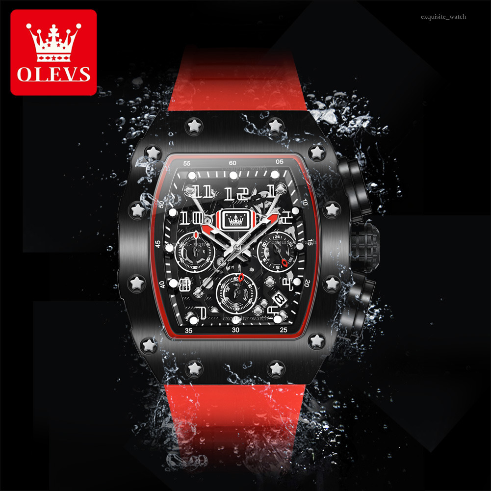 OLEVS Luxury Outdoor Sports Multi-functional Watches Bucket-shaped Quartz Watches Water-resistant Men's Watches Designer Watches Free Delivery An
