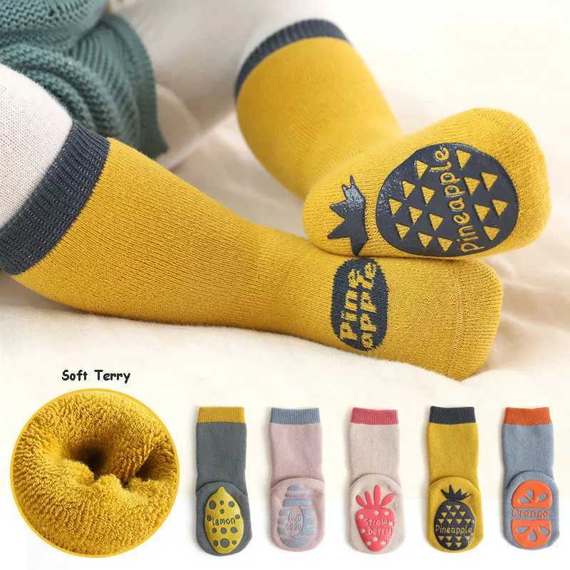 Winter Baby Thermal Non Slip Socks For Girl Boy Children Cotton Sock Newborn Toddler Home Thick Sock Infant Anti-slip Sleep Sock G251124