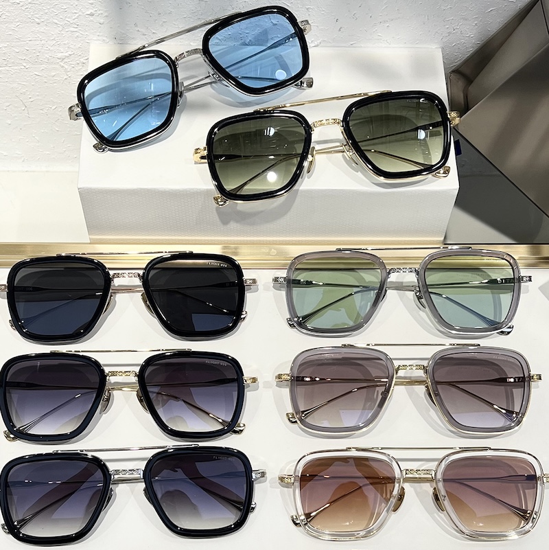 FLIGHT 006 Luxury Sunglasses High-Quality Titanium DTS Square Classic Retro Designer Brand Fashion Men Driving Vintage Trendy Travel Vacation UV400 IV