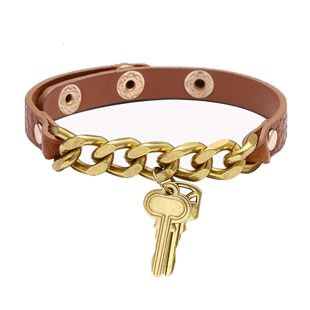 Creative personalized metal chain, PU leather, light bracelet, commuting and streetwear accessories
