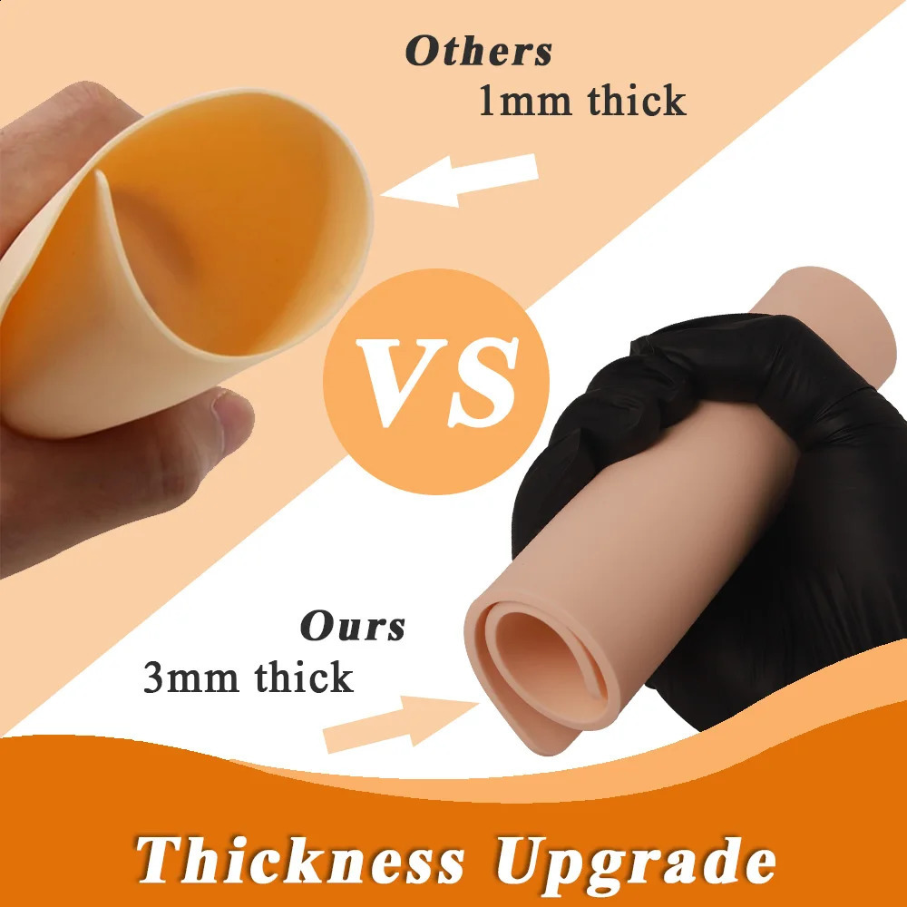 15/10/8/5/3/1pcs M Tattoo Practice Skin Double Sides Silicone Fake Skin Big Blank Tattoo Beginner Training Skins Accessories 250422