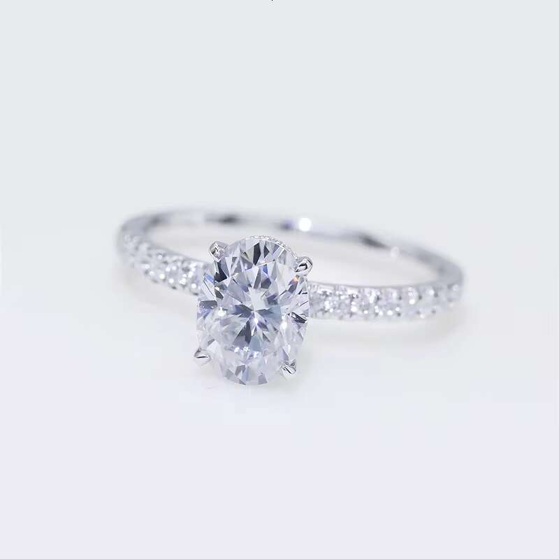 Wholesale Price 9K 10K 14K Real Solid Gold Vvs D Color Oval Diamond Engagement Rings Moissanite