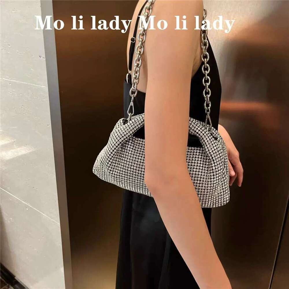 Designer Bag 2025 High Quality Glitter Women Handbag Crystal Shiny Rhinestones Dia Evening Wedding Party Clutch Purse Shoulder Chain Bag Luxury Bag